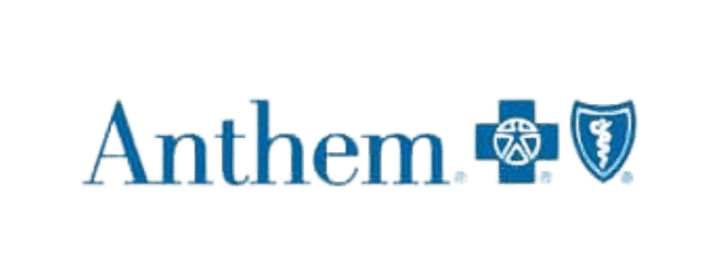 Anthem health insurance logo. Blue text with cross and caduceus icons for healthcare and medical coverage from Anthem.