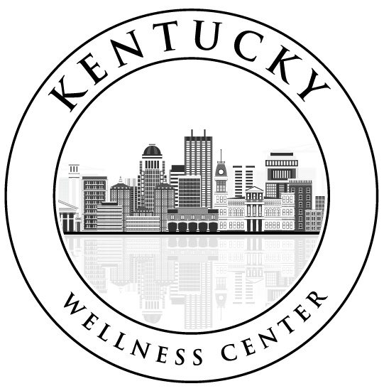 Kentucky Wellness Center logo featuring a cityscape reflected in water, symbolizing mental health and holistic wellness.